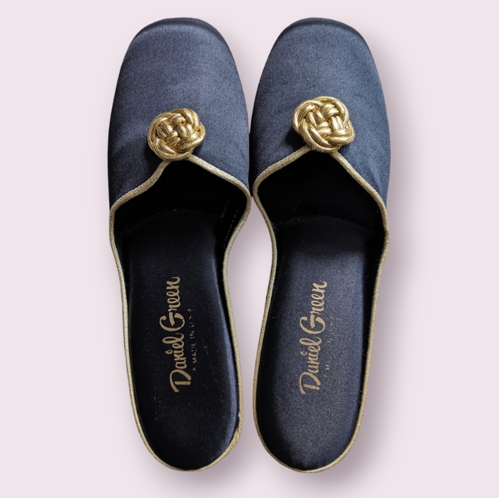 Vintage Daniel Green black/gold slippers